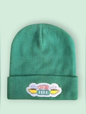 Friends Central Perk Embroidered Green Beanie-NWOT